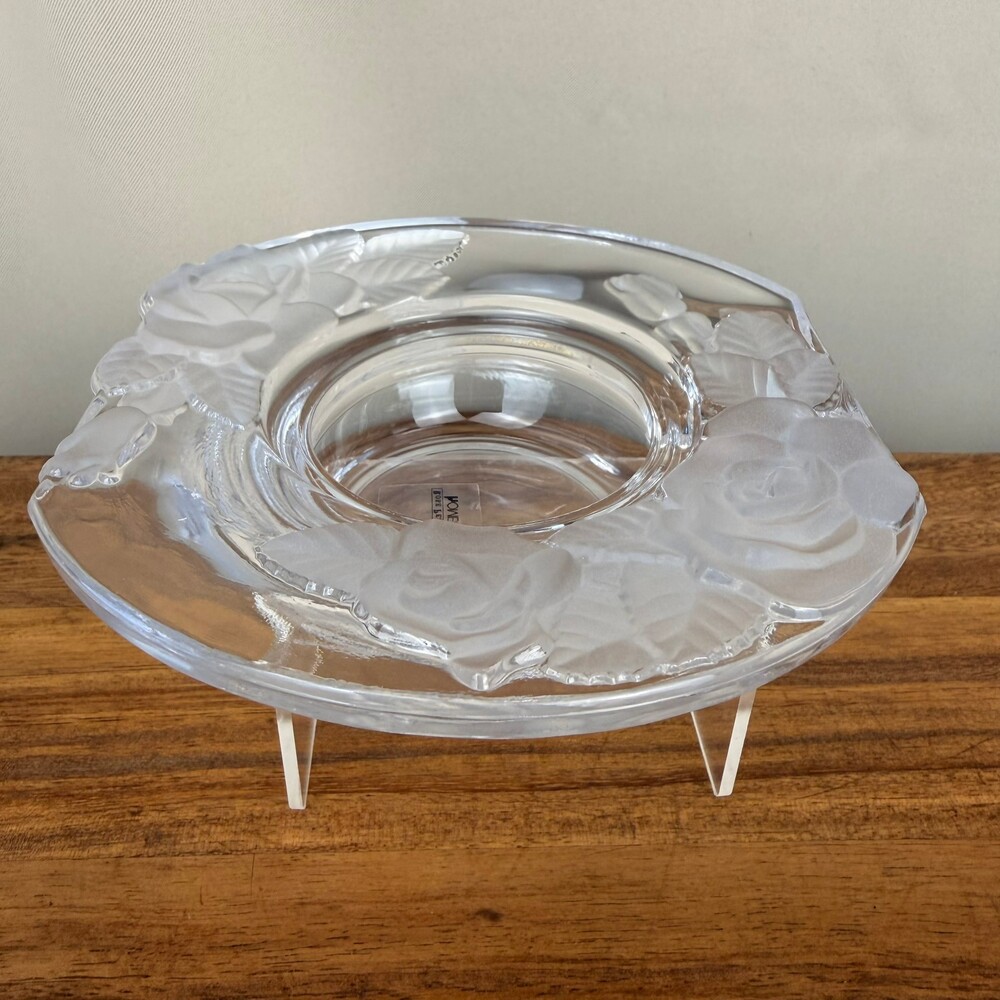 Rose Pearls Mikasa Home Beautiful Crysal Bowl Clock Housing Frosted Rose Floral